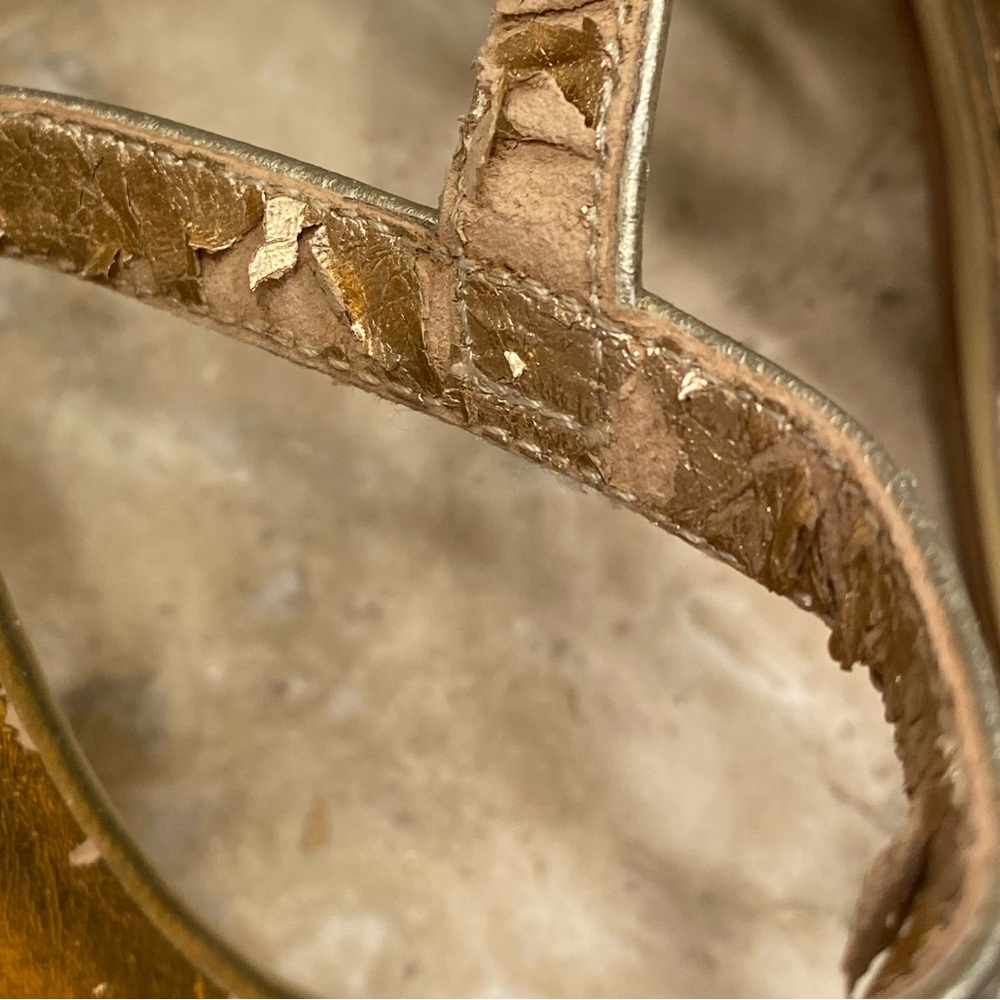Steve Madden Goldwyn Metallic Gold Sandal Heels Sz 10 - Picture 10 of 13